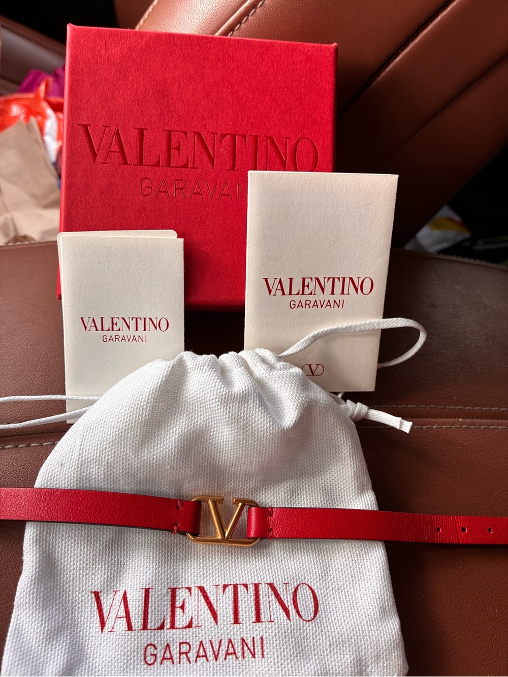 Valentino Garavani belt braceley leather red NEW WITH BOX